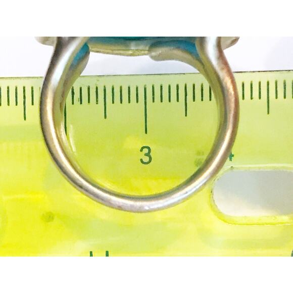 Kendra Scott Megan Aqua Howlite Stone Gold Tone Cocktail Statement Ring Size 8 - Picture 11 of 11